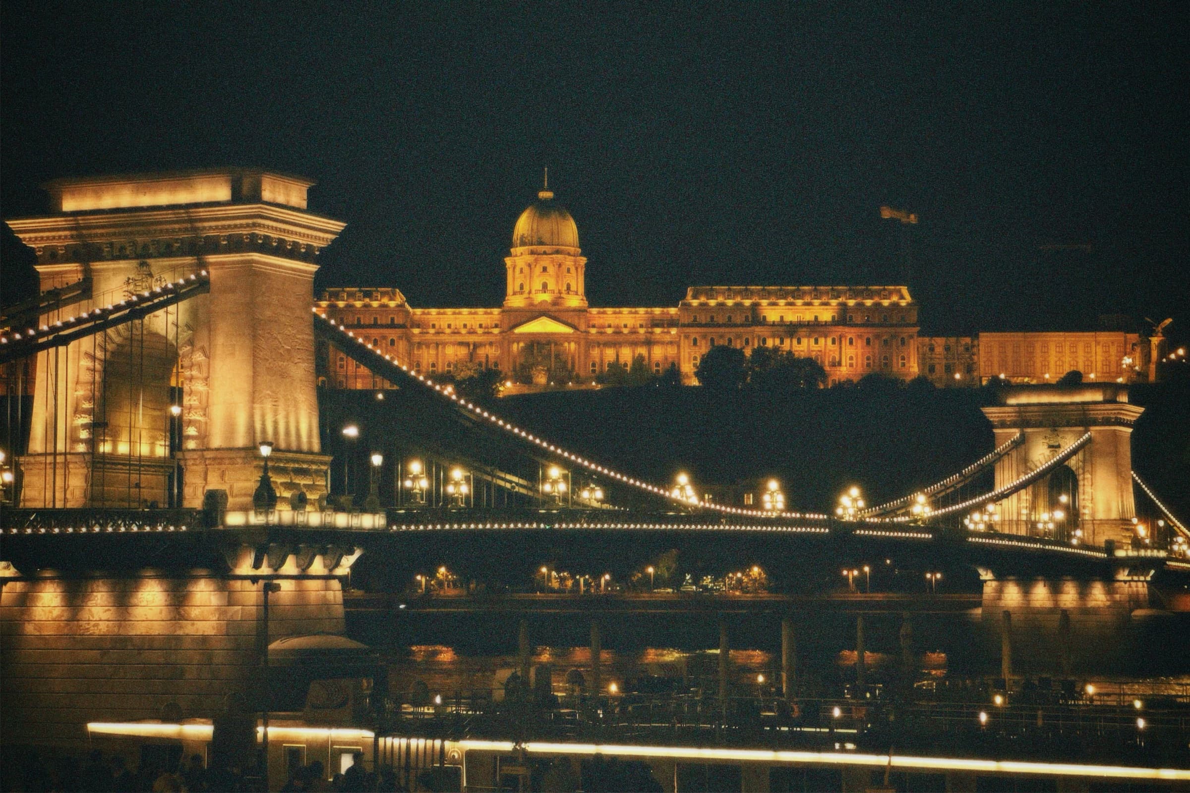 Chain Bridge and Buda Castle at night, Budapest