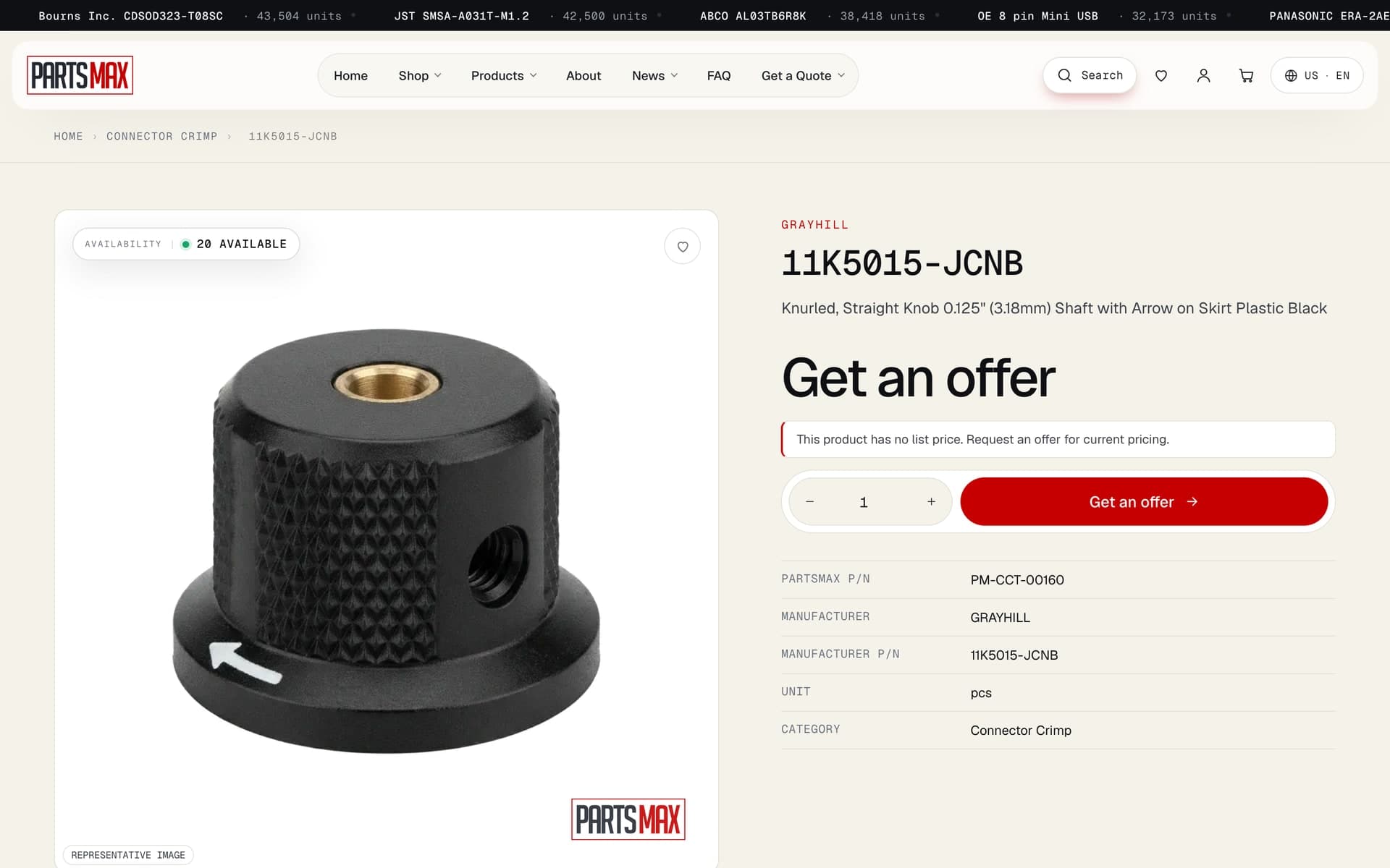 Product details that connect technical specifications to a quote request